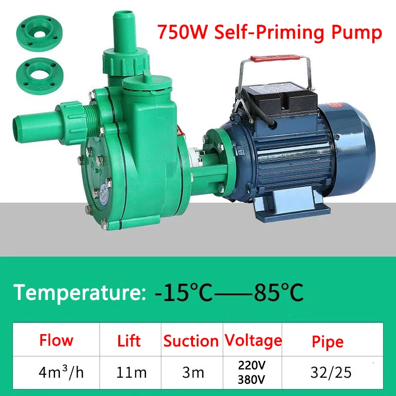 FPZ Self-Priming Pump Acid Alkali Resistant Chemical Pump Sewage Pump Corrosion-Resistant Plastic Centrifugal Pump 750W