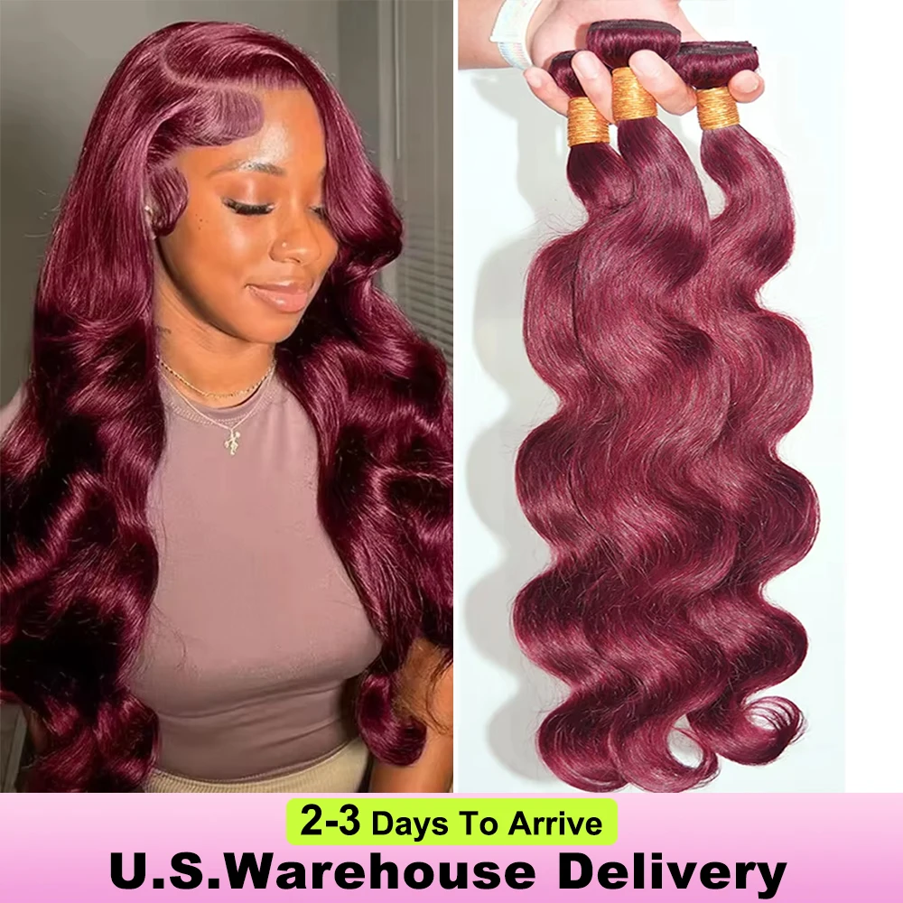 

99j Бордовые объемные волны, 100% пучки человеческих волос, 40 дюймов, бразильские девственные волосы, цветные 3, 4, 5 шт., плетение необработанных пучков волос, наращивание