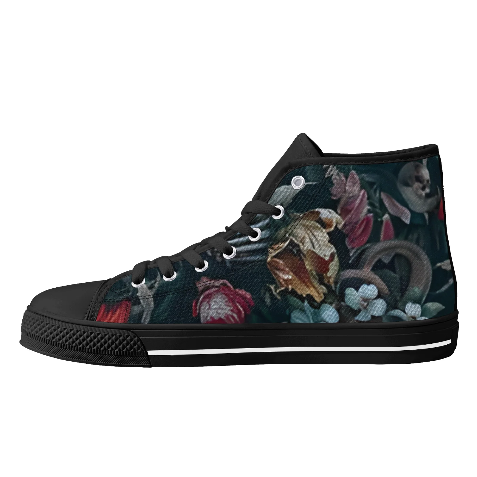 

Custom Shoes Boy Girl Vulcanized Shoes Classic High Top Canvas Shoes Skull Floral Prints Female Flats Sneakers Footwears