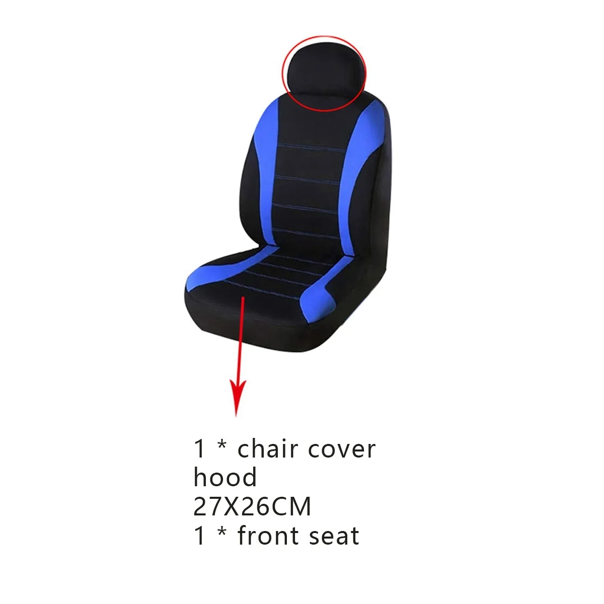 Front Car Seat Covers Front Airbag Ready Sport Bucket Seat Cover, Automobiles Seat Covers (Black + Blue)