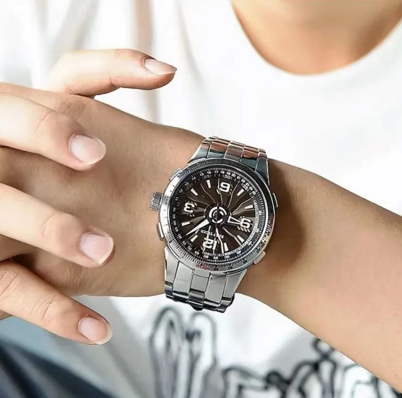 ساعة ميكانيكية أوتوماتيكية للرجال من REEF TIGER، ساعة رجالية عصرية مع قرص دوار وتصميم رواية