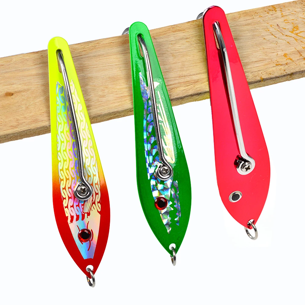 TOLU Big Spoon Lure 10/13/16,5/18,1cm Fischförmiger Metall-Paillettenköder für Tiefsee-Angeln, Schleppangeln, Boot-Jigköder für Forelle und Barsch – Detail 3