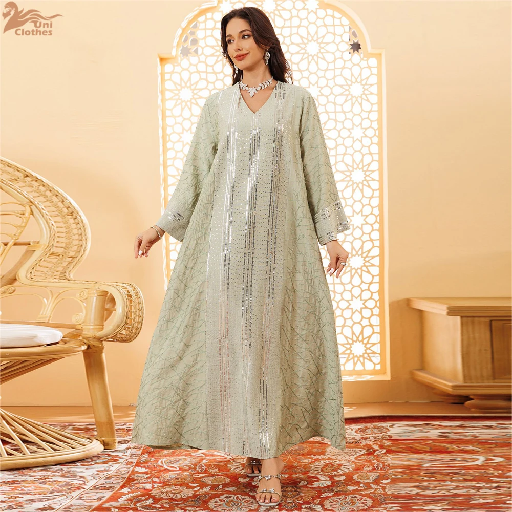 

2025 Eid Abaya for Women Dubai Luxury Sequin Evening Party Dress Elegant Muslim Fashion Abayas Kaftan Marocain Robe Ramadan Gown