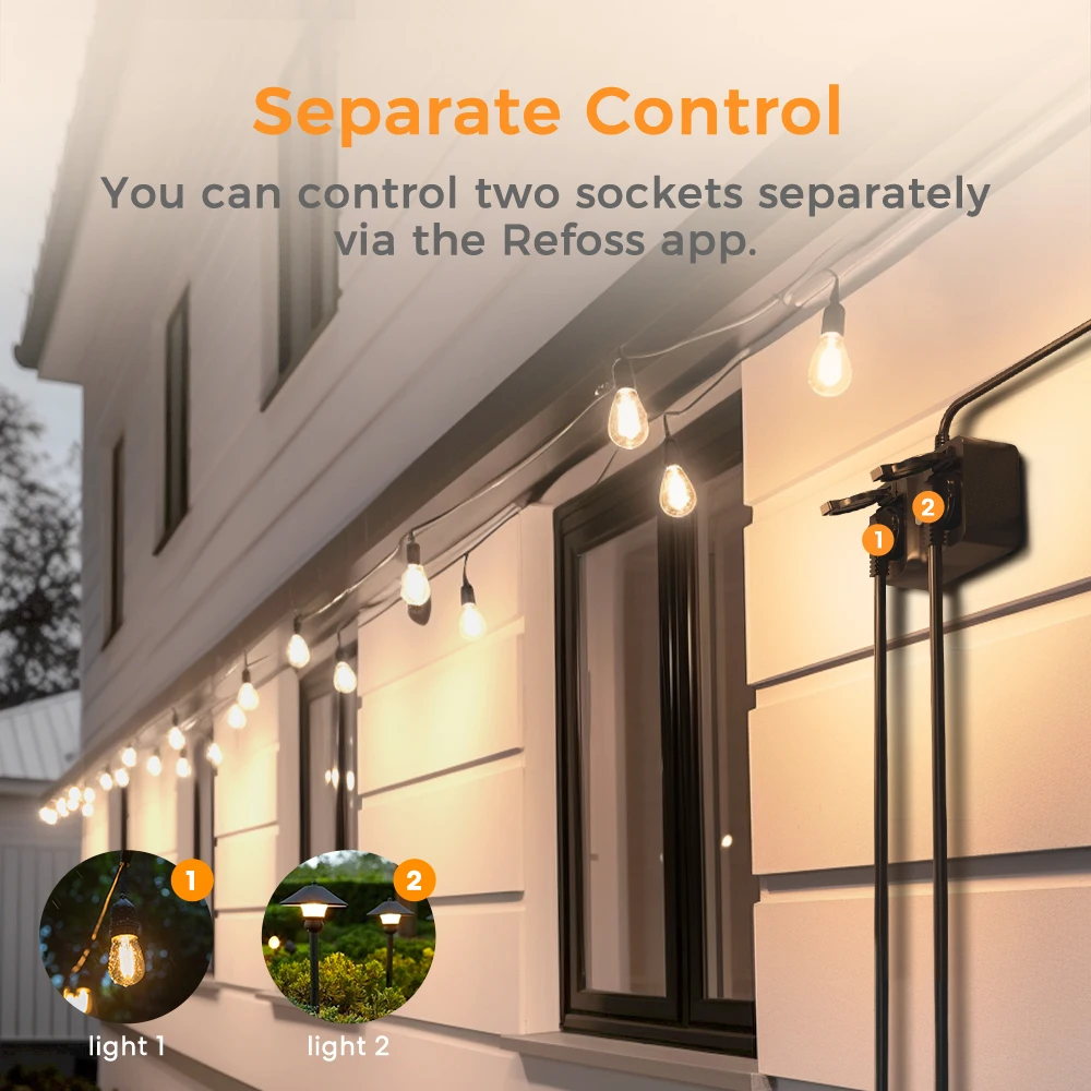 Refoss Smart Outdoor EU Plug WIFI Waterproof Socket Wall Electrical Outlets Support Alexa Google Assistant SmartThings