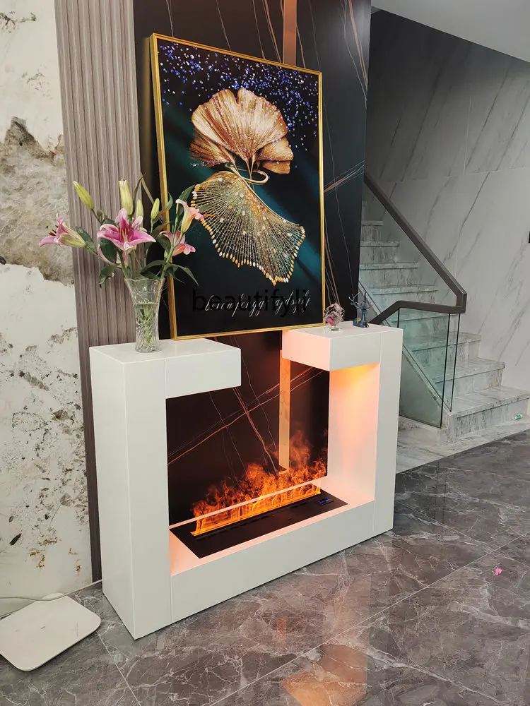 American Light Luxury Fireplace Mantel Humidifying 3D Atomization Stove Core French Retro Partition Curio Cabinet