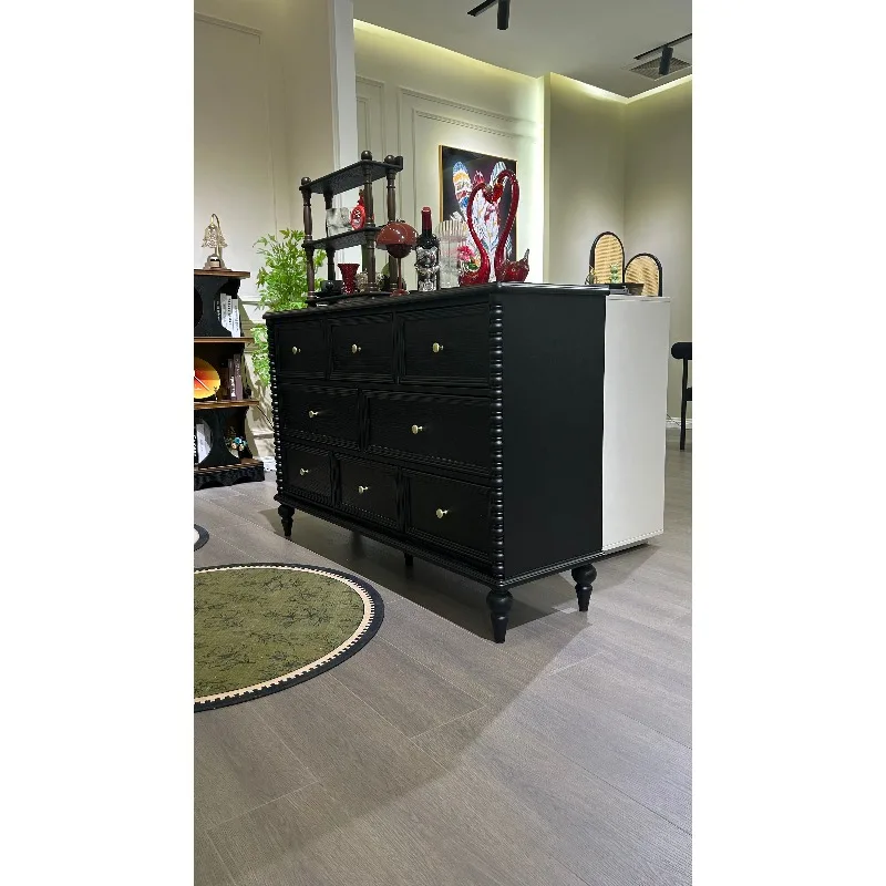 French-style Living Room Furniture Display Cabinet Storage Cabinet Antique Solid Wood Sideboard Bedroom Vintage TV Cabinet