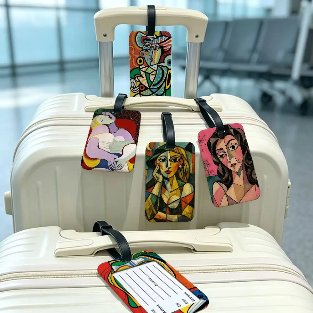 Picasso Famous Canvas Painting Multiscene PVC Luggage Tag Anti lost Design With Information Card For Travel Backpack Luggage