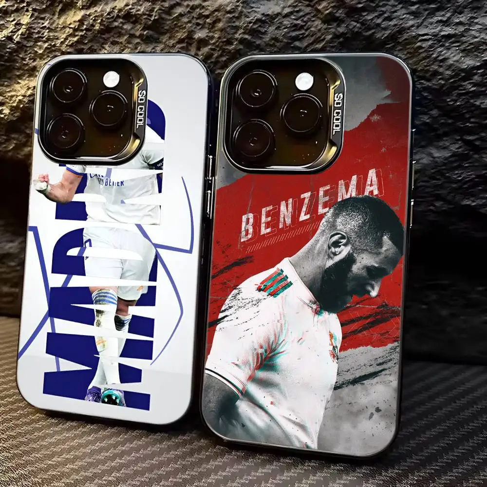

K-Karim Benzema Football Cheer Phone Case For iPhone 17,16,15,14,13,12,11 Plus,Pro Max,XS,Colored Silver Plated Inside Cover