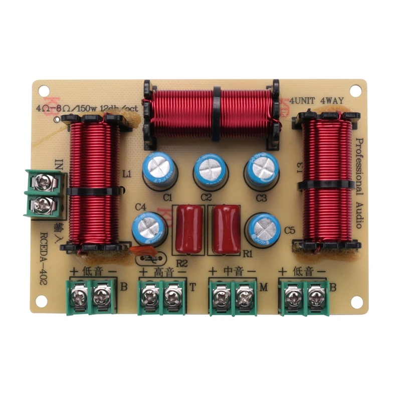 Altavoz de Audio cruzado de 4 vías, 120W, doble bajo, rango medio, triple divisor de frecuencia, cruce profesional KTV