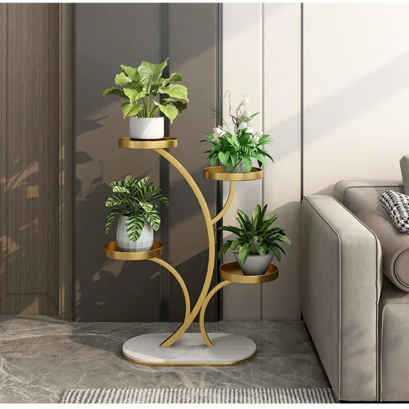 High Tray Multi-Layer Light Luxury Plant Stand - Living Room Flower Rack Stable and Durable for Indoor Gardening Enhances Decor