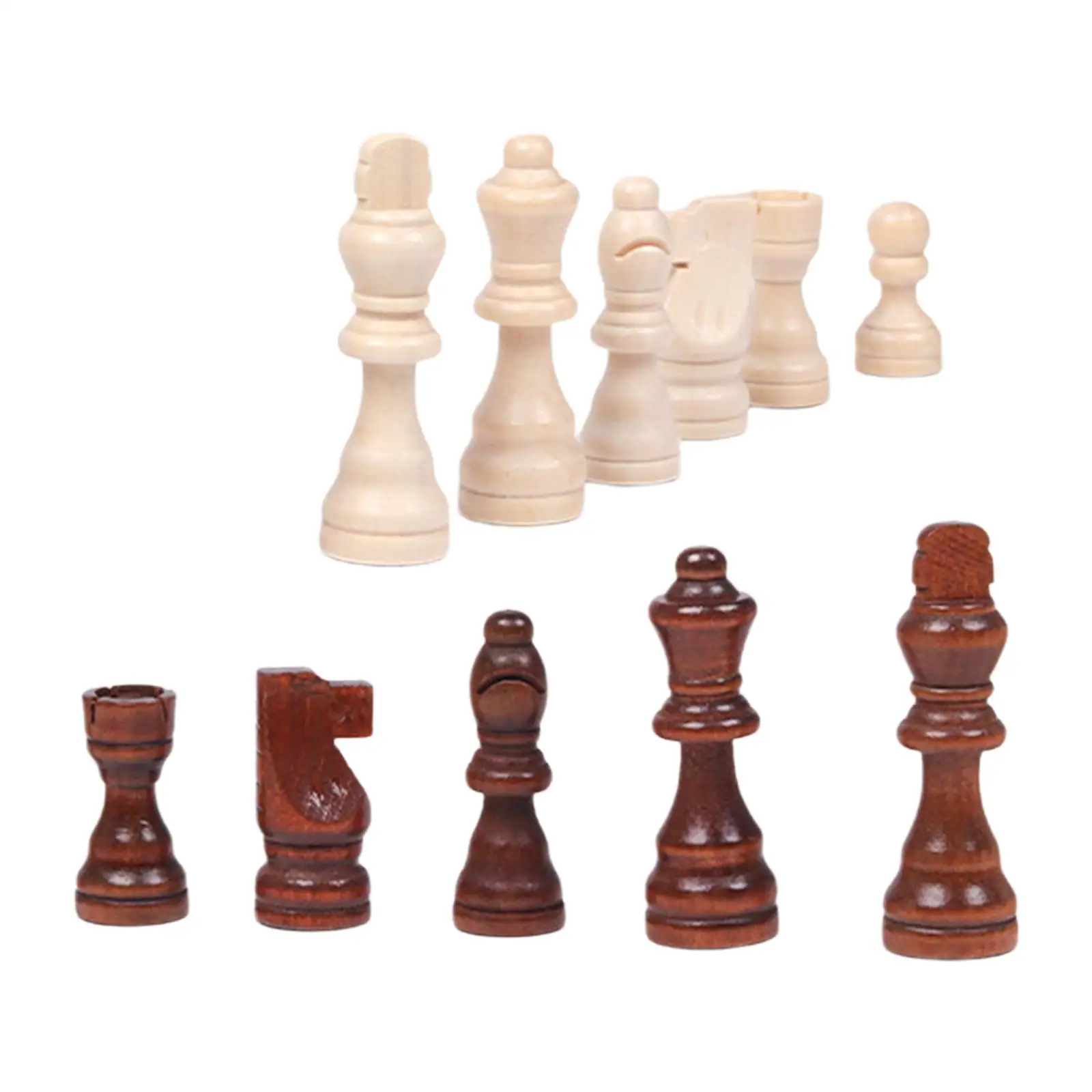International Standard Wooden Chess Pieces 32 Count Replacement King Figures for Chess Board Games Travel