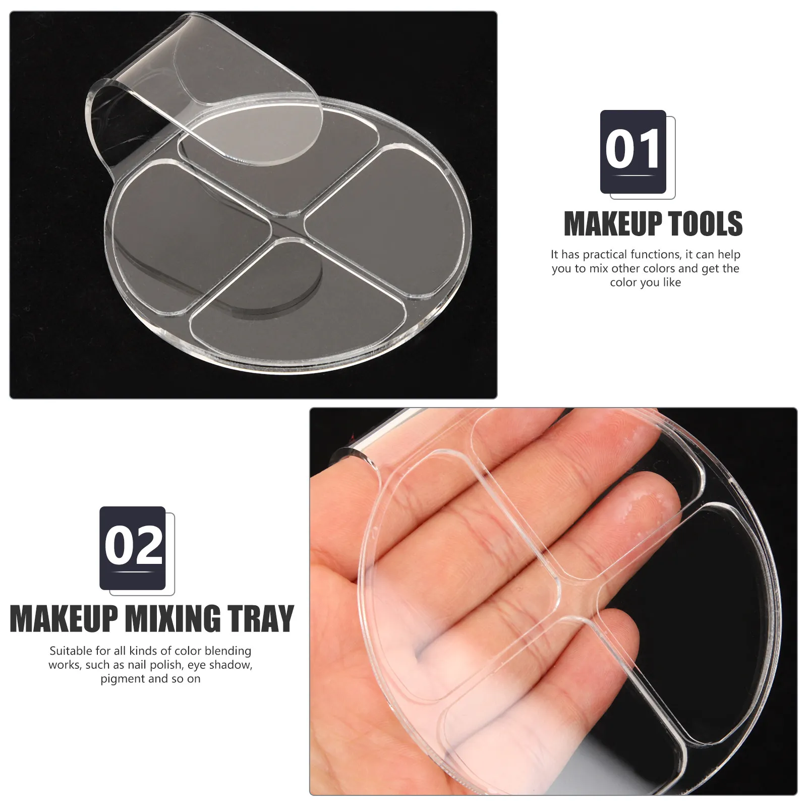 2 set Acrylic Mixing Palette 2 Sets Color Blending Tray For Makeup Nail Art Foundation Lipstick Spatula Tool Kit - view 6