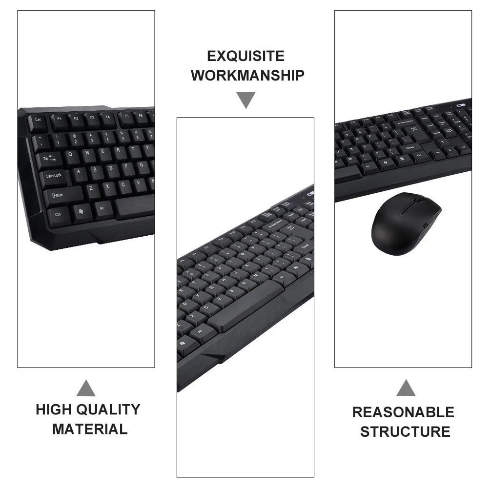 

Wireless Keyboard Mouse Combo Technology USB Receiver Plug Saving Black Computer Accessory Gifts