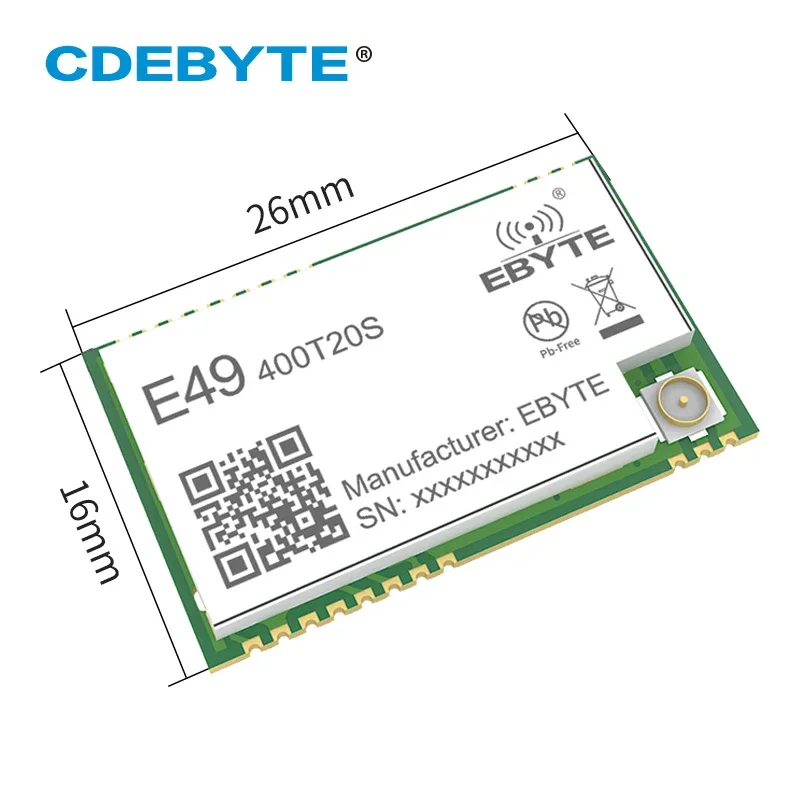 Module Rf 433MHz CDEBYTE E49-400T20S 20dBm 100mW UART SMD 1.0km GFSK Module de Transmission de données sans fil