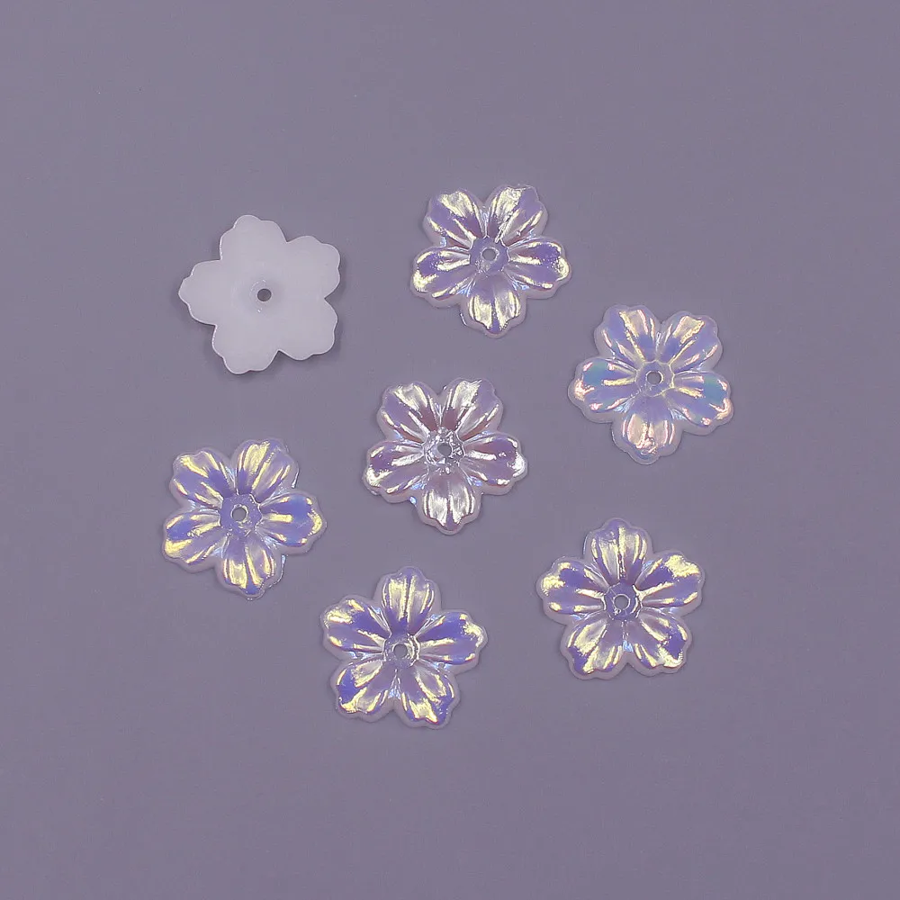 13MM 100pcs flower Shape ABS Imitation Half Round Pearl Flatback Loose Beads DIY Jewelry Scrapbook Decoration