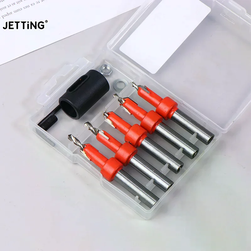8mm Woodworking Countersink Router Drill Bit Set Screw Extractor Router Bits Hole Punch Woodworking Tools For Wood Drilling