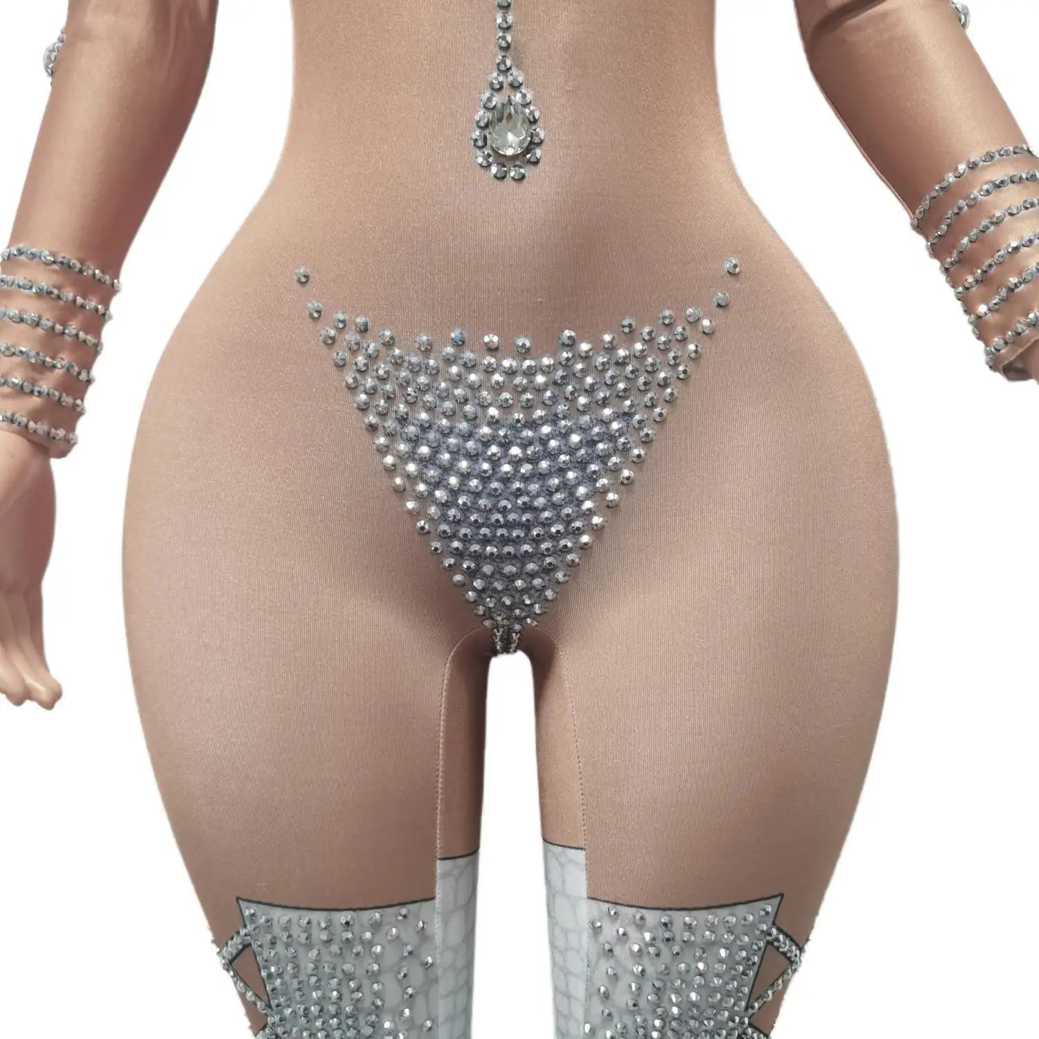 Roupa feminina sexy skinny boate, traje de dança desempenho, macacão de strass brilhante para mulheres, cantor show de palco, tuoyiwu