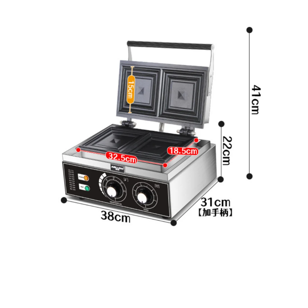 Snack Equipment 2 Slicer Commercial Home Sadwich Bread Machine Panini Press Grill Bread Toaster Waffle Snack Breakfast  Machine