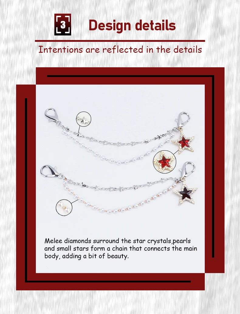 Mode Diamant Pentagramm Perle Schuh Kette Seite Abnehmbare Schuh Dekoration DIY Flache Schuhe High Top Schuhe Schuh Charms 1Pcs – Detail 6