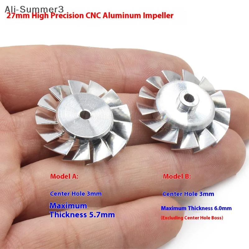 1 Buah Bilah Kipas Saluran CNC Presisi Tinggi 3mm Lubang 26.8/27.0mm Aluminium Untuk Pengering Rambut Kecepatan Tinggi 100000RPM