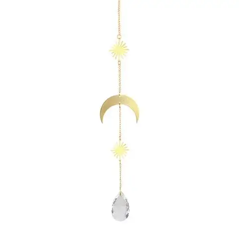 

Crystal Hanging Wind Chime Outdoor Garden Moon Sun Heart Ball Light Catcher Pendant Home Balcony Rainbow Maker Decor Gift