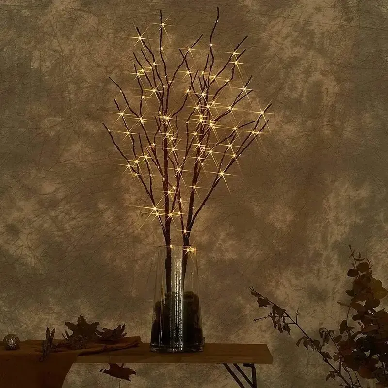Christmas 50LED White Birch Branch Lights Battery Operated Fairy Twig Lamp for Xmas Wedding Home Party Table Decoration