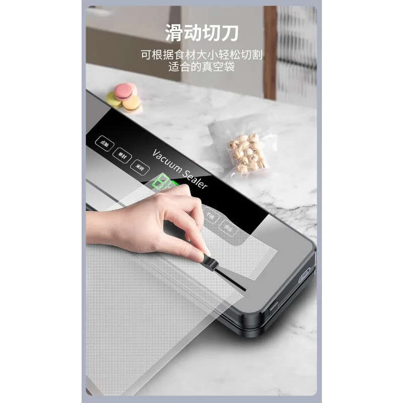 Home & Commercial Vacuum Sealing Device, Mini Food Packer With Built‑In Slicing for Food Storage