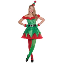 Women's Christmas Tree Costumes Xmas Party Cosplay Green Elf Suit