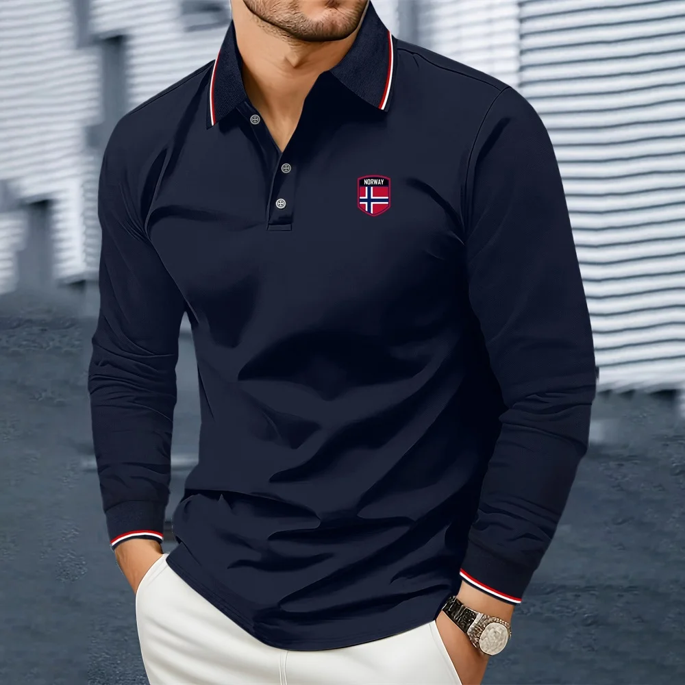 

Spring And Fall's Best-Selling Men's Polo Shirt T-Shirt Comfortable Perfect Casual Sports Solid Color Long Sleeve Breathable Top