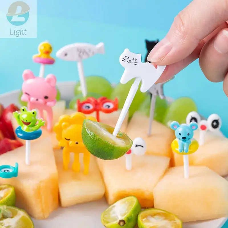 Bento Groenteservies Schattige Mini Peuter Kinderen Fruitvorken Tandenstokers Kids Food Picks Cartoon Dierlijke Fruitvorken