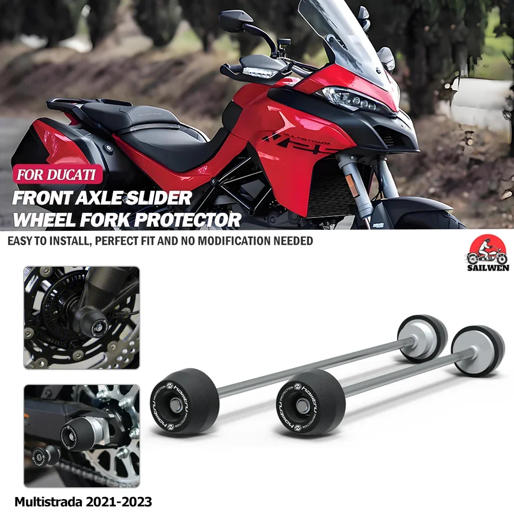 

Front Rear Wheel Axle Fork Crash Slider Motorcycle Swingarm Spools For Ducati Multistrada V2 S V4S V4 Rally V4 S Sport 2021-2023