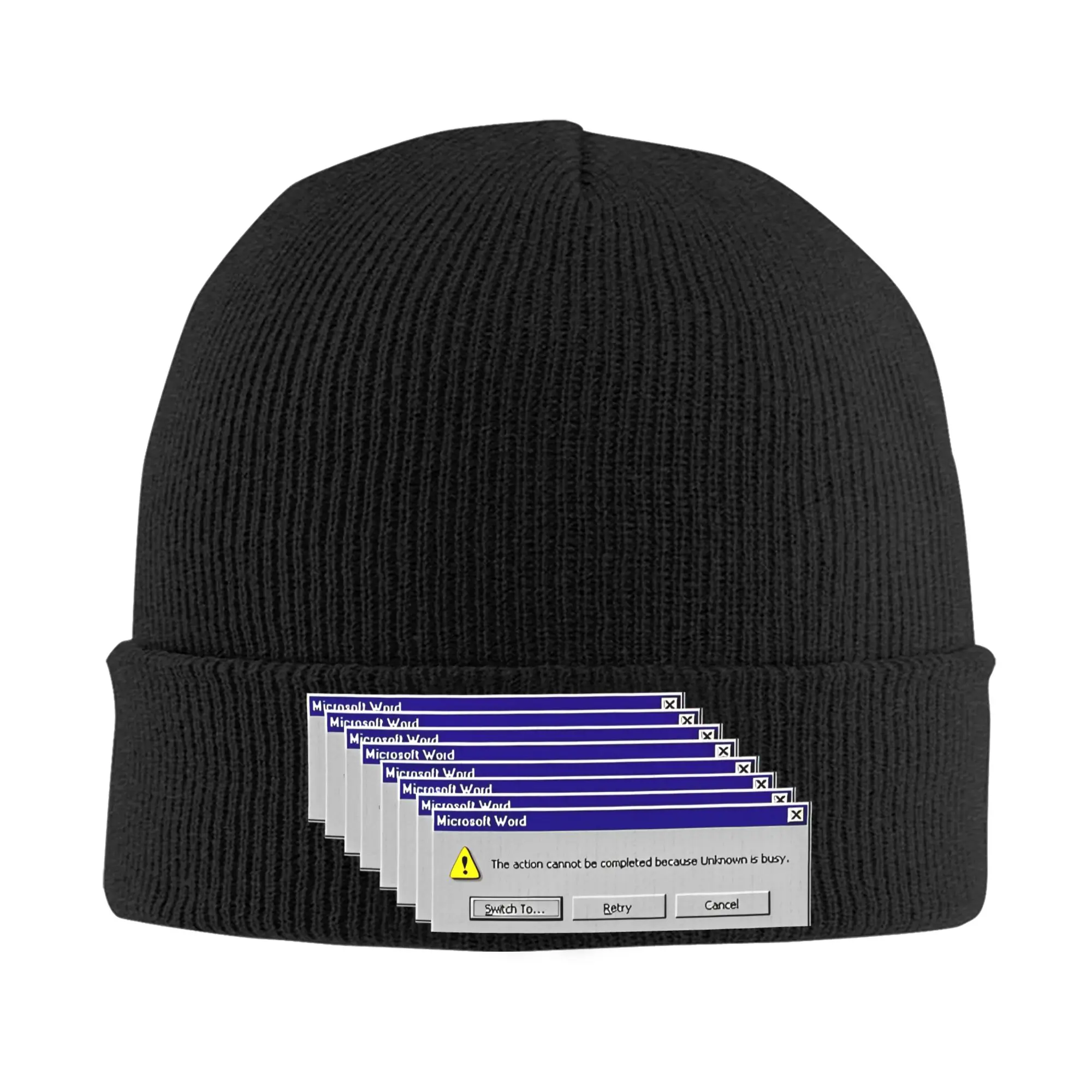 ويندوز 98 خطأ رسالة متماسكة قبعة قبعات صغيرة Kpop الدافئة الرجال النساء للجنسين بونيه القبعات الخريف تصميم قبعات لطيف هدية فكرة