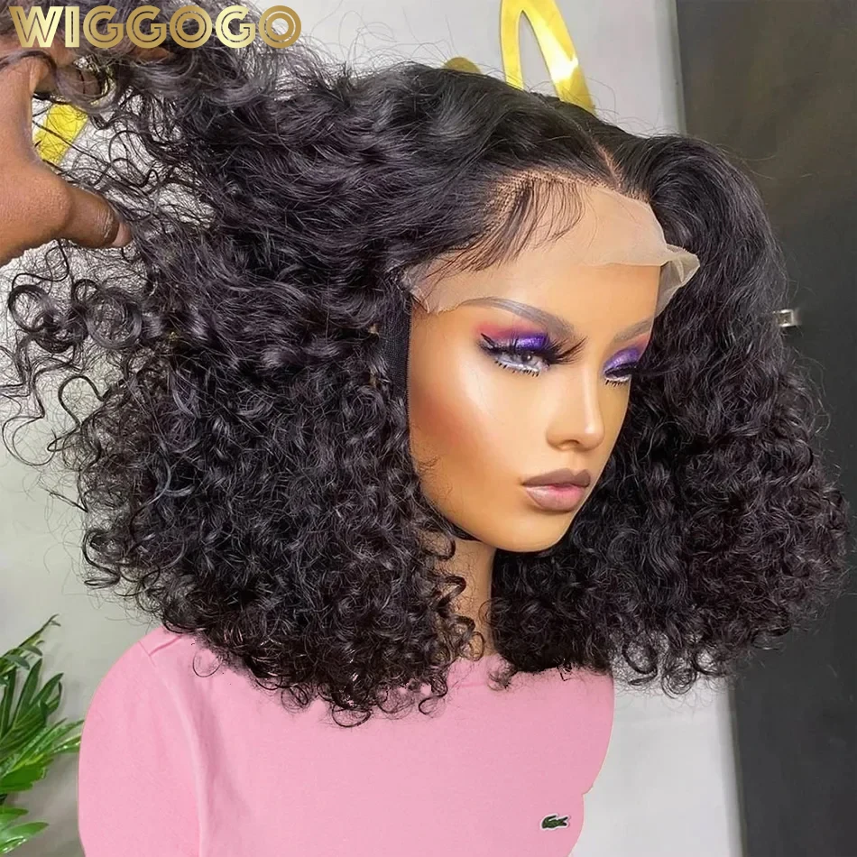 Wiggogo Short Bob Wig Lace Front Human Hair Wig 13X4 Hd Lace Frontal Wig Curly Human Hair Wig 4X4 Closure Wigs