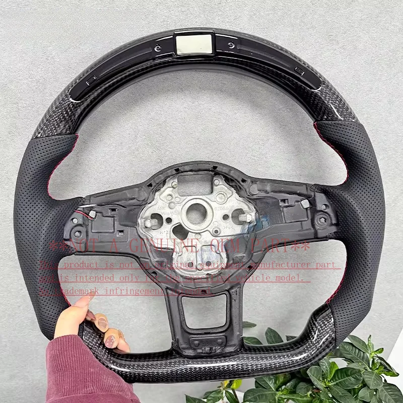 For Volkswagen Carbon Fiber Leather Steering Wheel Horn Cover For Golf 7 7.5 GTI GTD GTE R