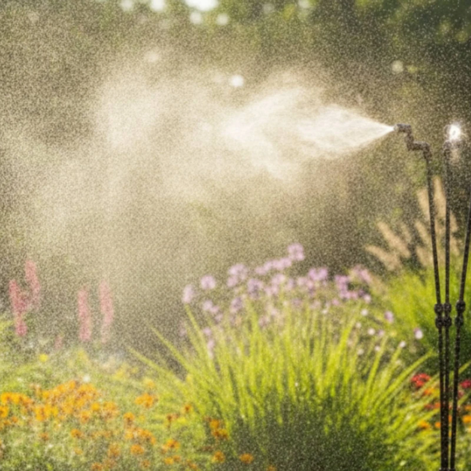 Misting Spray System with Weighted Base Fine Mist Outdoor Misting Stand Water Sprayer Easy to Install Sprinkler Resistant view 6