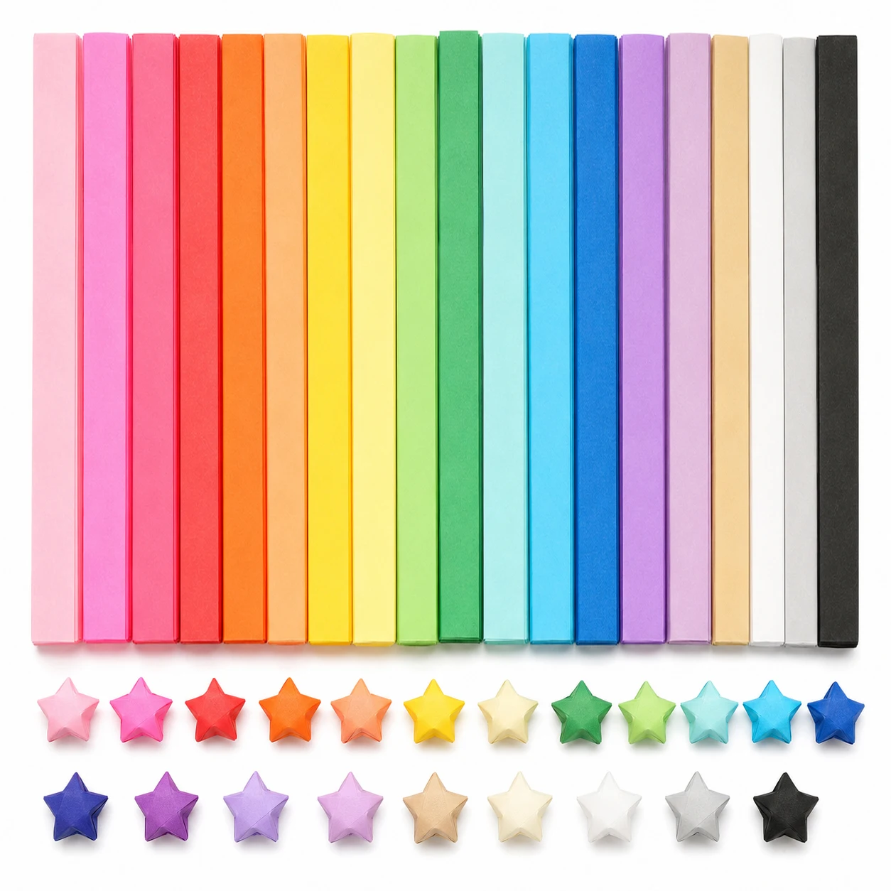 540PCS Star Folding Paper Rainbow Pastel & Ombre Gradient Color Sets for Handmade Crafts Wish Jar Fillers Artistic Projects TMZ