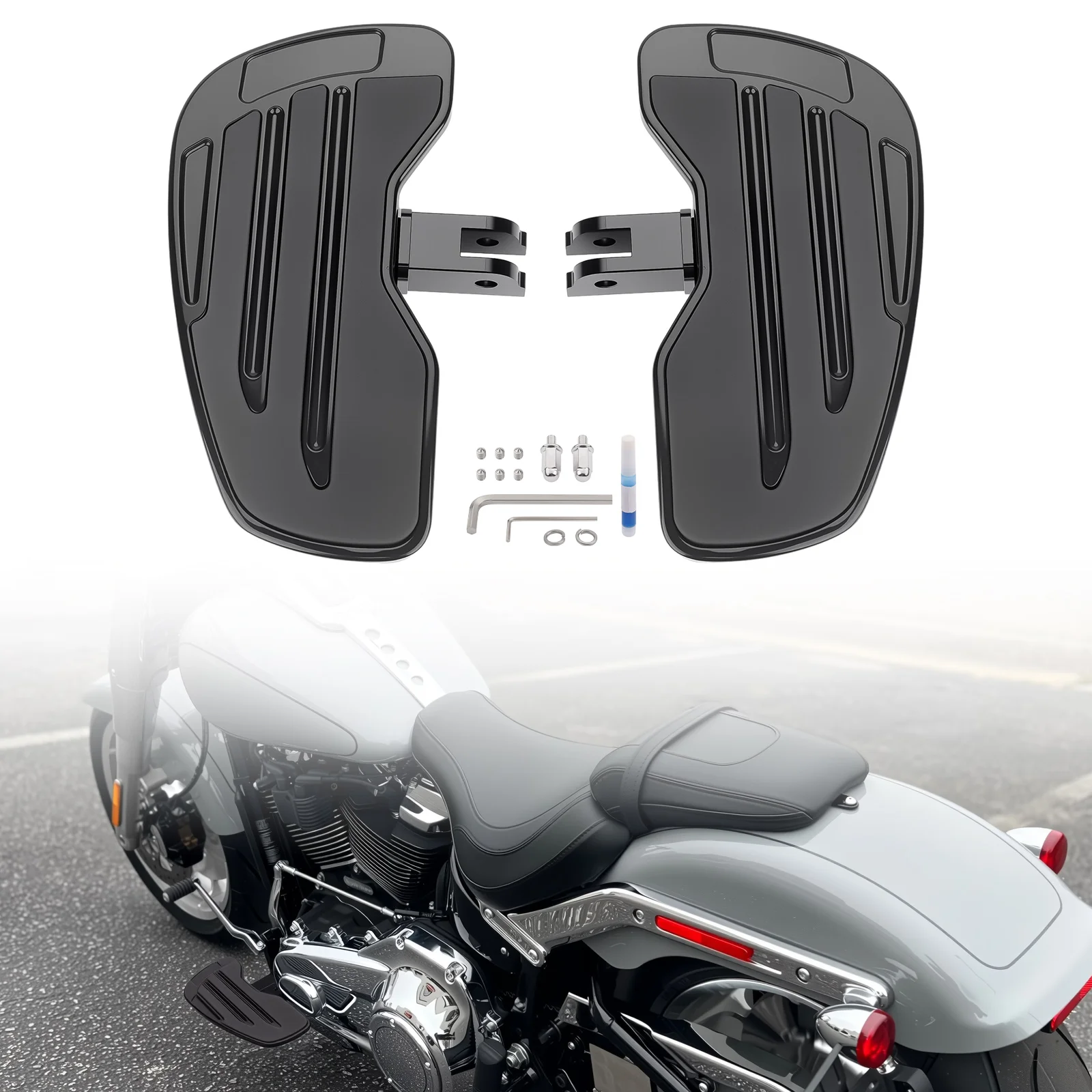 

Front Rider Floorboards 360 Degrees Angle Adjustment for Harley Davidson Softail 2018-up Breakout Fat Bob Low Rider Street Bob