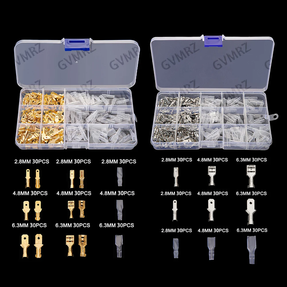 270PCS/box 2.8mm 4.8mm 6.3mm Crimp Terminals Insulated Seal Electrical Wire Connectors Crimp Terminal Connector Assortment Kit 