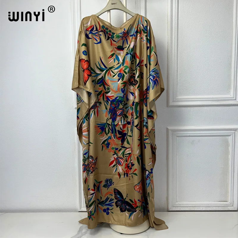 قفطان مطبوع من WINYI-فستان طويل للنساء المسلمات ، فساتين سهرة ، ملابس على الموضة ، مقاسات كبيرة ، دبي ، عباية ،