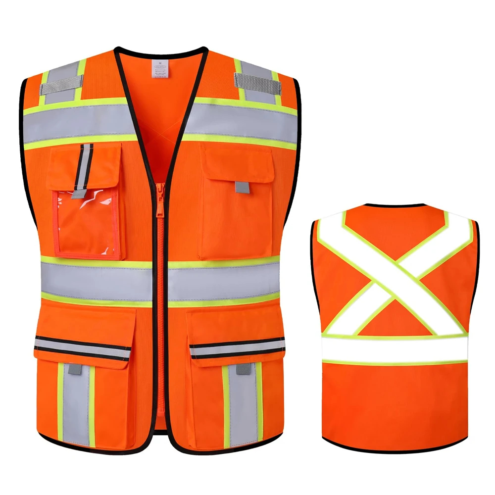 Hi Vis Workwear Work Clothing Custom Logo Construction Road Building Work Vest Uniforms for Night Working