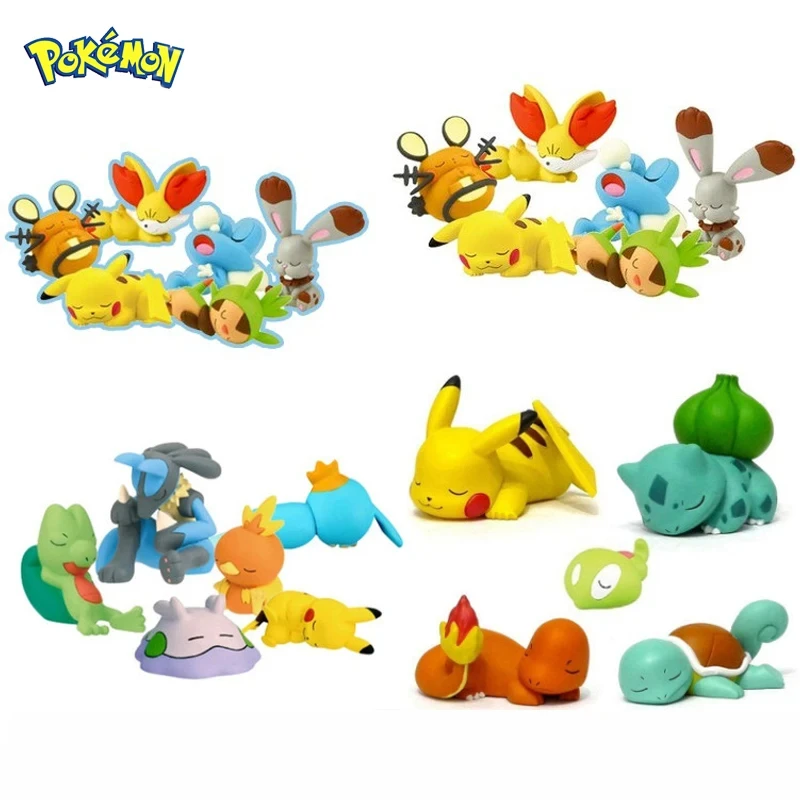 

5-6pcs/set Pokemon Pikachu figure Charmander Psyduck Squirtle Jigglypuff Bulbasaur Anime figureDesktop ornaments gashapon toys