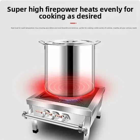 Commercial high-fire stove - Short-sized stove with single burner and three rings, dual gas supply, universal model