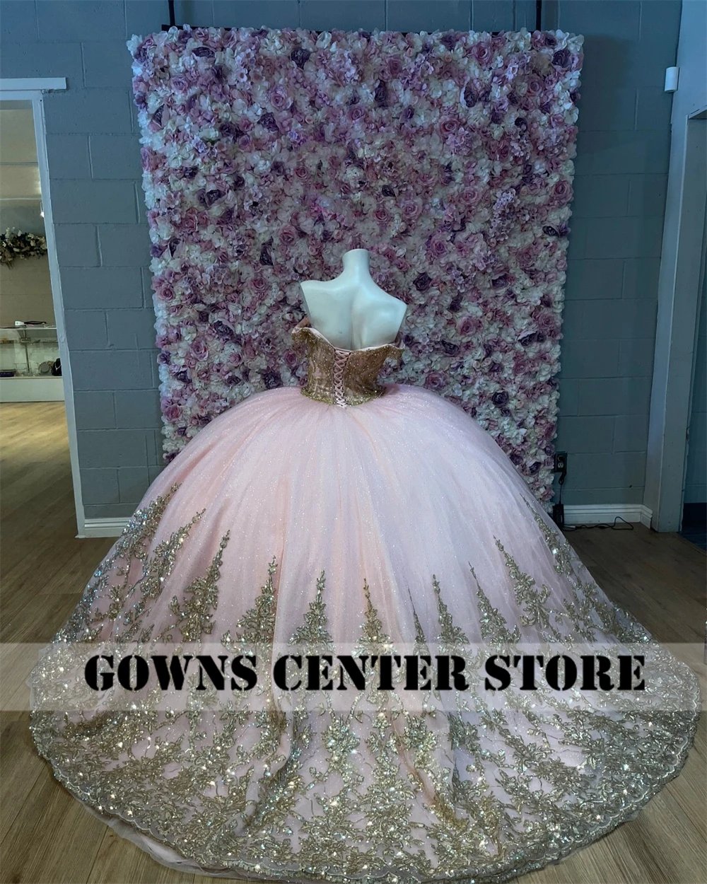 Sparkly Pink Princess Quinceanera Dress Gold applique Beads Rhinestones Birthday Ball Gown vestidos de 15 quinceañera Customized