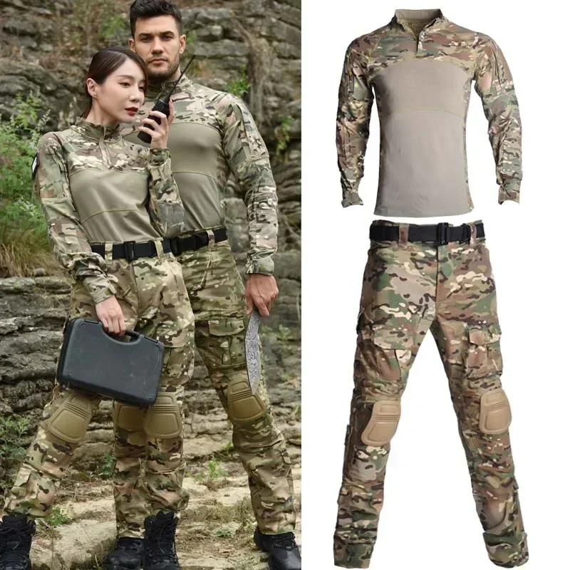Outdoor Taktische Uniform G4 Shirts Weiche Ausbildung Camping Männer Kleidung Tops Jagd Kleidung Hosen + Pads Atmungsaktive Sets T-Shirt