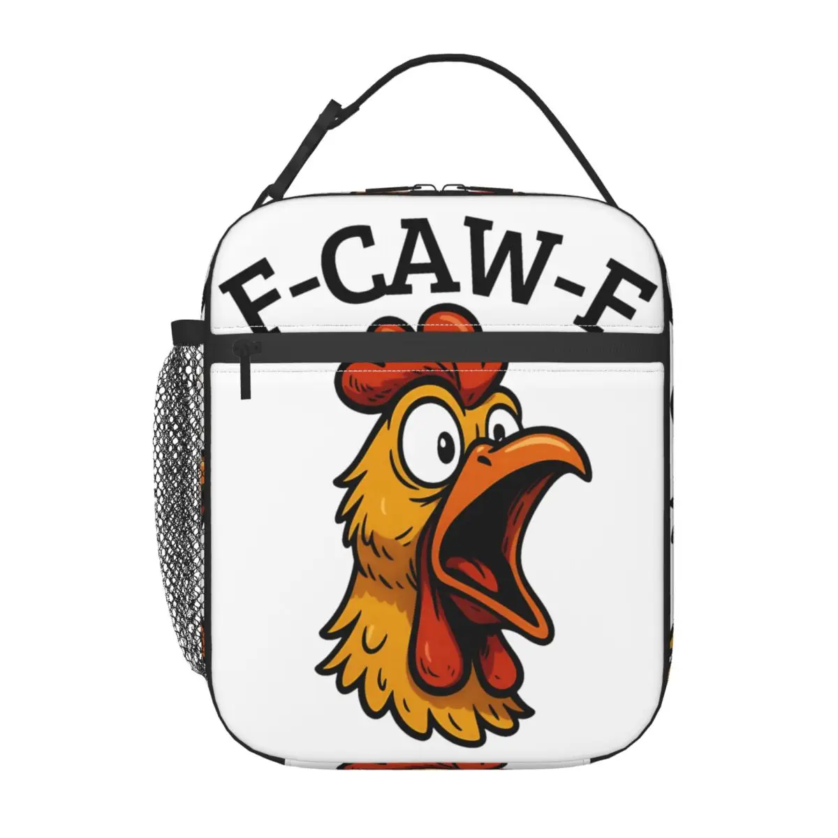 Funny F-Caw-F Screaming Chicken Meme Lunch Bag Portable Lunch Box Women School Cooler Bag Kawaii Waterproof Tote Food Bags