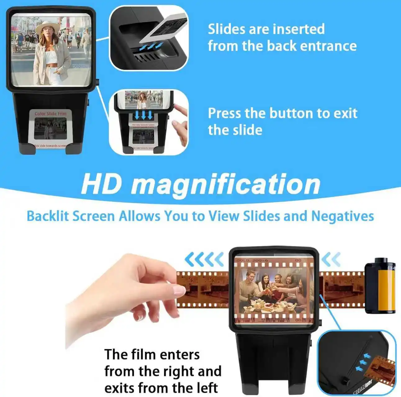 MADALIGHT SV-3 35mm Slide Viewer for 35mm Slides and Film Negatives Universal 3X Magnification HD Image Viewer