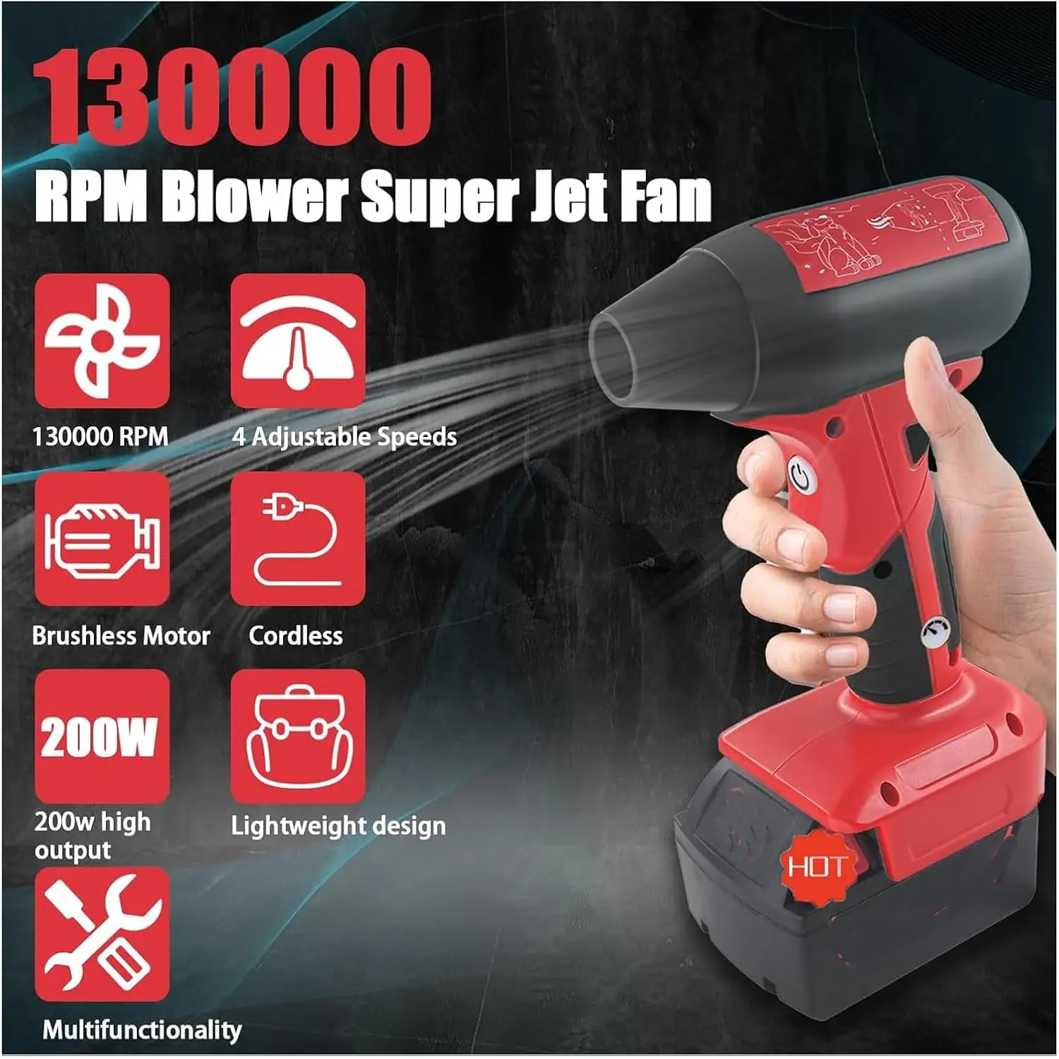 

Jet Dry Fan Blower For Milwaukee 21V Battery Electric Min Air Duster For Computer Key Board Cleaning Car Drying,Camping,Outdoors