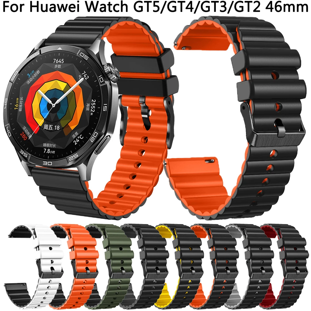 22mm Strap For Huawei Watch GT5 GT4 GT3 GT2 46mm Silicone Band for huawei watch GT 5/4/3/2 Pro 46mm Replacement Bracelet Correa