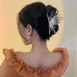 2022 Korean  Rhinestone Butterfly Hair Clips Women Fashion Hair Claw Elegant Large Metal Crab Shark Clip Female Hair Accessories