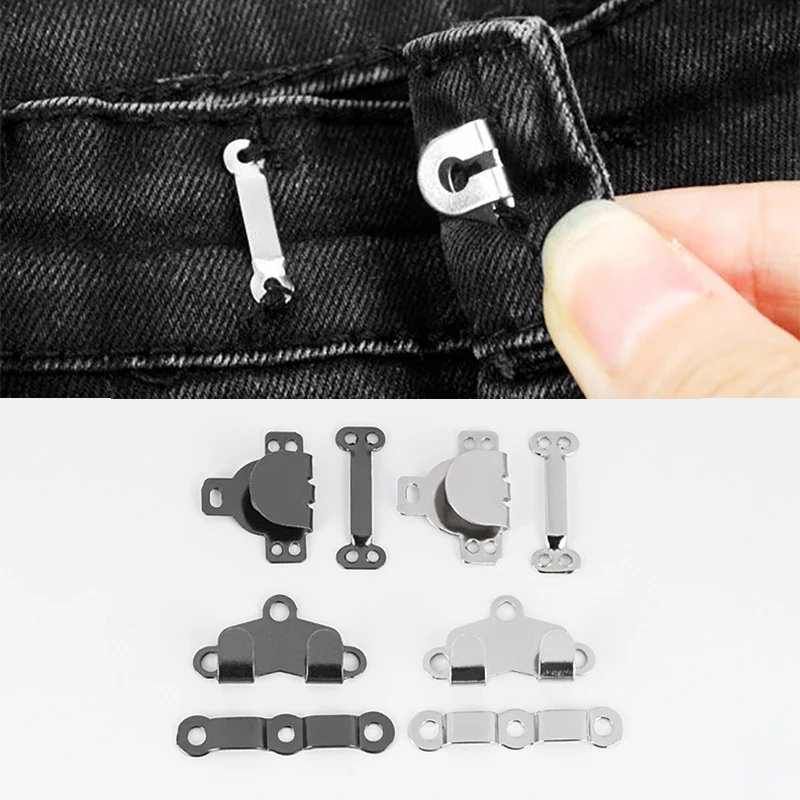 10Set Metal Trousers Suit Pants Hook Button Trousers Garment Invisible Hook DIY Pants Adjustment Buckle Sewing Accessories